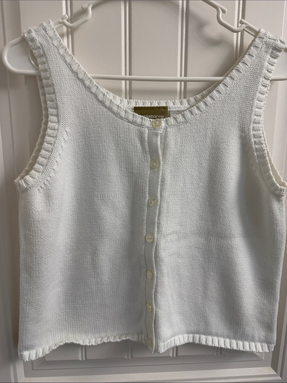 Liz Claiborne White Knit Button-Front Tank for Kids